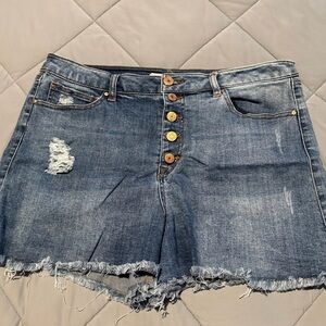 Charlotte Russe Distressed Denim Shorts - Blue